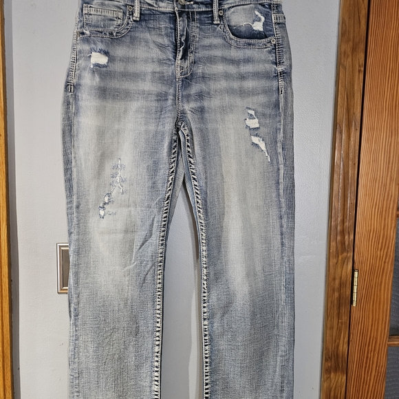 BKE Men's Skinny Jeans - Distressed Gray - Picture 1 of 4